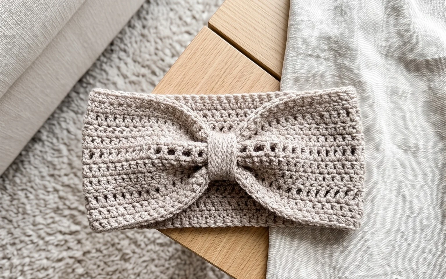 Crochet Cinched Ear Warmer Free Pattern with Video Tutorial - Winding Road Crochet